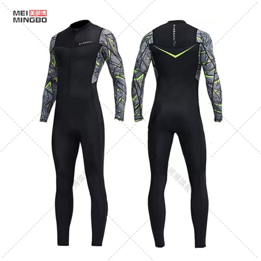 Chuangjingyi Selects Motor Boat Quick-Drying Suit Men's One-piece Wet Suit Women's Surfing Snorkeling Wet Suit Long Sleeve Sunscreen Large Size Swimming Wet Suit Black Men's Style - Back Zipper (D030069M XXL