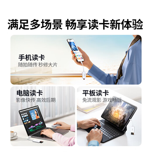 Greenlink Typ-C3.0 Kartenleser 4.0 Hochgeschwindigkeits-SD/TF Zwei-in-Eins unterstützt UHS-I/II-Karte, geeignet für USB-C-Computer Apple 16/15/iPad/Handy/CCD-Kamera Typ-C2.0 SD/TF Einzellesung weiß