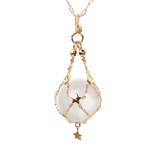 Caizhi 18k gold pearl net pocket crystal pendant dream catcher DIY detachable necklace one pendant (no chain including universal buckle) ready for sale