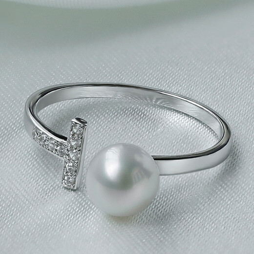 Queen of Pearls S925 silver inlaid 6-7mm nearly perfect round freshwater pearl ring for women live birthday gift for girls 6-7mm 12-13#