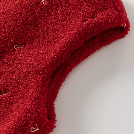 DAVE&BELLA Children's Plush Knitted Tank Top Winter New Year's Style Baby Girl Ant Velvet Dress Girls' Skirt Red Ready Stock 100 cm (recommended height 90-100cm)