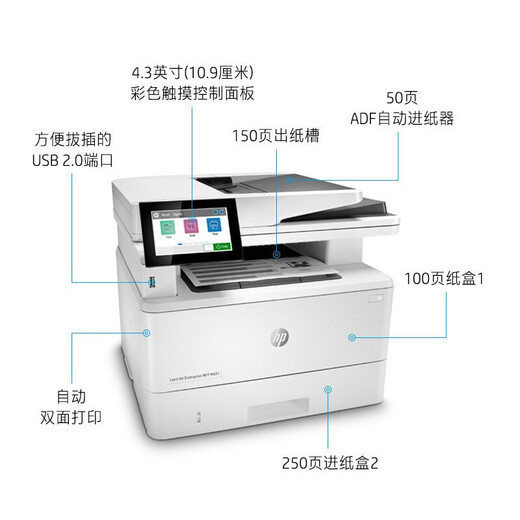 惠普（HP） 打印机 431f A4黑白激光复印机扫描机传真多功能一体机 商用办公  M431f（自动双打双复双扫+传真+有线网）