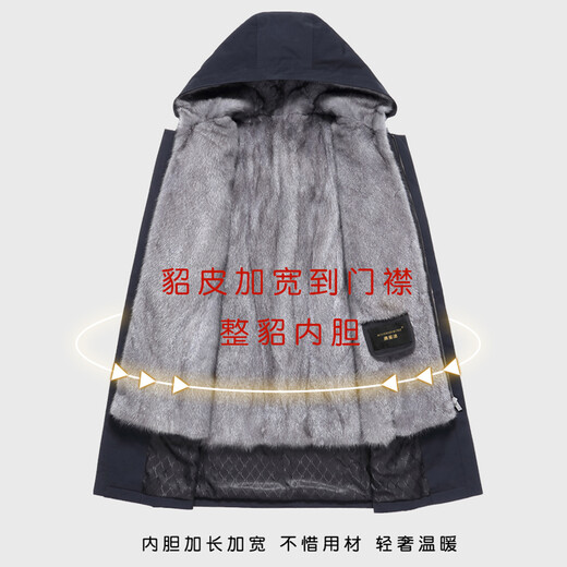 Aoshadi Neu importiertes importiertes graues grauem nerk innerer Deckel Casual Long Over-Knie-Kapuzenparka Überwindung des ganzen Nerzmantels Herren-tibetische Orchidee (importierte graue Nerz Gallenblase) Kaninchenhülsen 170/l