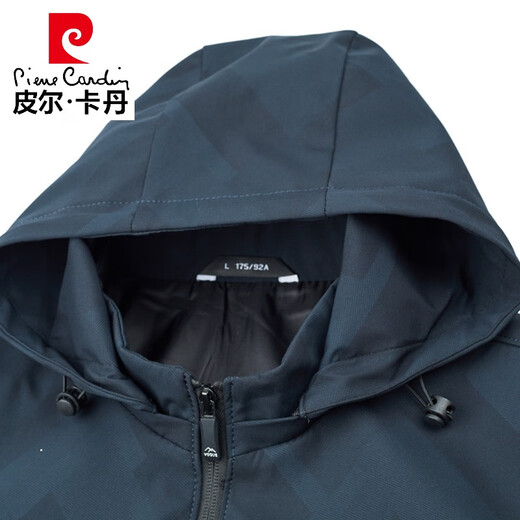 Pierre cardin high-end spring and autumn jacket men's thin style, middle-aged and young, fashionable, casual and versatile removable hooded top K12127 black (removable cap) 190/3XL