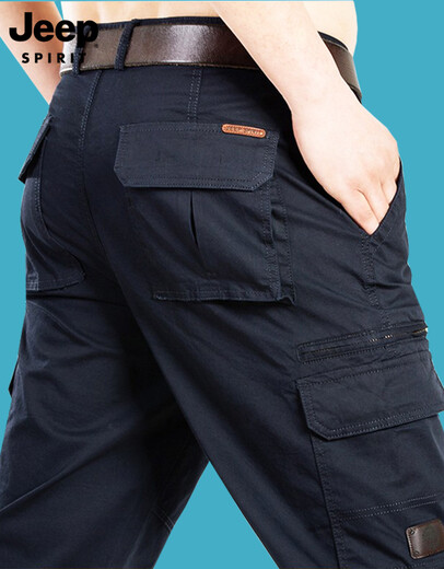 Jeep (JEEP) casual men's pants straight loose work casual pants multi-pocket trousers spring and summer thin pants B9923 B9923 blue spring and summer thin 35