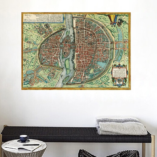Retro decorative painting core sticker art European city Paris in the 16th century