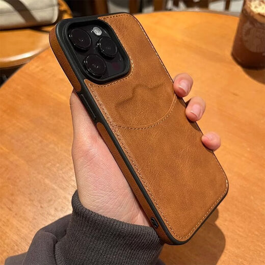 适用苹果15手机壳iPhone14牛皮13pro软12MINI卡包11promax防摔XR 【深咖】奢华皮质/自带卡包 iPhone 15