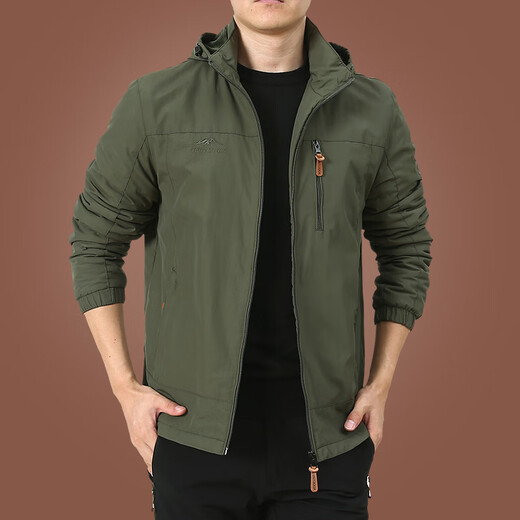 Hengyuanxiang Outdoor Herrenjacke Herbst und Winter 2025 Neue Herbstkleidung für Männer mittleren Alters und Fleece-Jacke Herren Frühling und Herbst Dicke militärische Grün 9898 plus Fleece Style XL