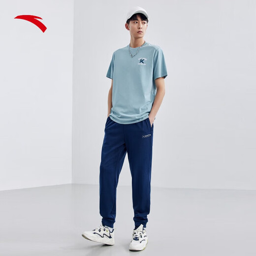 Anta sports pants men's hoodies autumn running long pants casual pants loose pants [letter closing] blue 7303-2 M /170