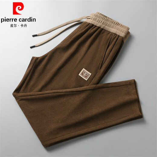 皮尔卡丹（pierre cardin）秋冬男士长裤休闲裤子男韩版时尚潮流男士卫裤潮流修身男士休闲裤 H6625/咖啡色 XL 175 推荐130-150斤