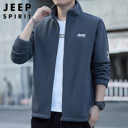 JEEP SPIRIT Jeep jacket men's cardigan sweatshirt men's spring and autumn men's casual loose trendy polar fleece tops