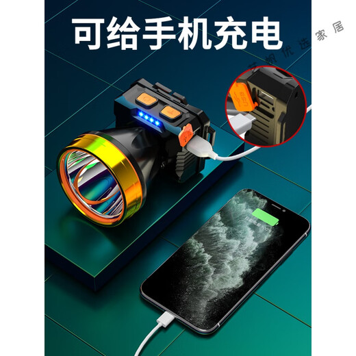 狮奥利兴钓鱼头灯超长续航60个小时夜强光充电超亮头戴式户外手电筒矿灯轻 无感应9900W 100小时 USB直充 单