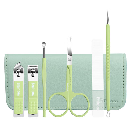 Baokexin 6-piece nail clipper set professional nail scissors high-end manicure tools for women's home portable nail clippers green