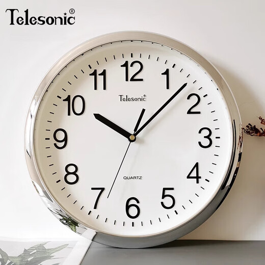 天王星（Telesonic）挂钟中式客厅静音石英钟创意日历时钟表圆形壁钟 S9712-1（直径30厘米）【静音机