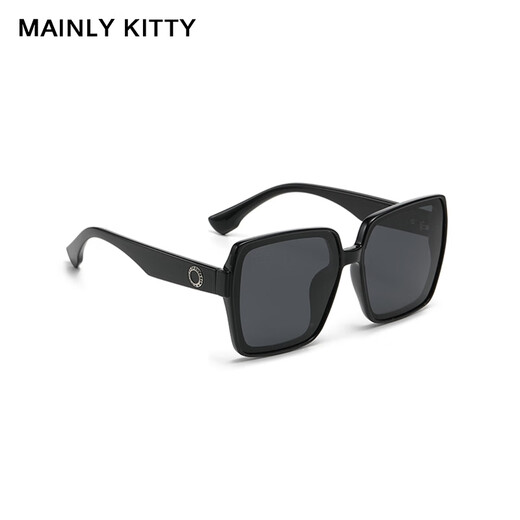 MAINLYKITTY太阳镜女2025新款开车驾驶女士墨镜遮阳大框显瘦眼镜送女友礼物 亮黑框黑灰片-礼盒装