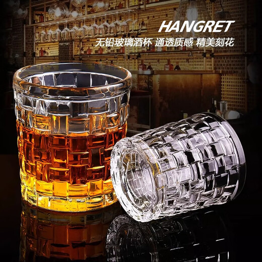 Flevinz glass European style wine glass whiskey glass personalized wineware water cup drink cup tea cup household glass cup 6 high diamond cups (transparent) + cup brush 300ml