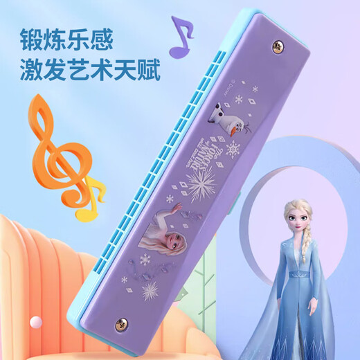 迪士尼（Disney）口琴儿童乐器玩具宝宝专用小喇叭可吹口风琴16孔冰雪奇缘2586B