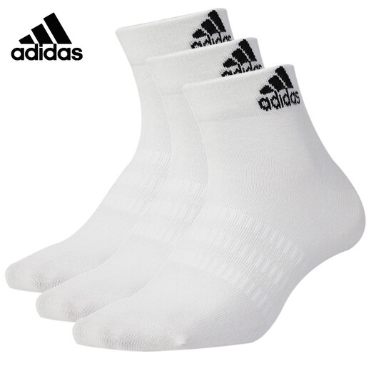 阿迪达斯 （adidas） 男袜子女袜子 四季户外运动袜子舒适透气耐磨透气时尚休闲袜子 DZ9435-白色三双装/柔软舒适 XL建议[47码-50码]