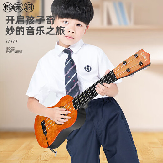 
Xuntu (XUNTU) Ukulele 23-inch male beginner environmentally friendly veneer children's small guitar introduction carbon ukulele yellow 1-inch 44cm light (with beginner video) 17-inch