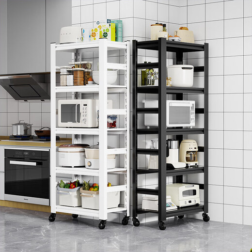 Meiyilai Steel Kitchen Storage Rack Rack Stroth Multived Multi-couche Rack Rack Courtrowave four Microwave Four Rangement avec roues Roues amovibles 5 couches 160 m de carbone élevé épaissis, colonne de passage à roues 12050 cm