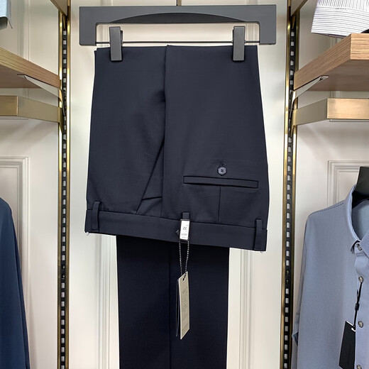 Daoyi Pantalon pour hommes Pantalons décontractés 6621 noir 2024 automne et hiver épais matériau haute taille lâche pantalon pantalon de papa d'âge moyen et âgé Blue Black Taille 34 (2 pieds 7)