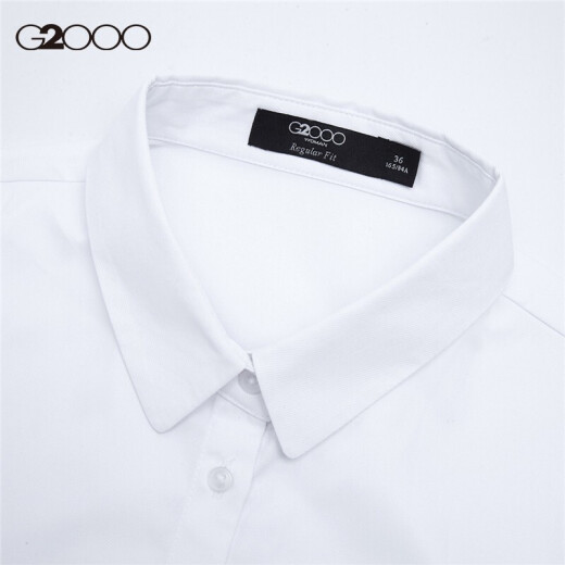 G2000 Women's Solid Color Professional Business Wear Shirt Women's Casual Lapel White Shirt Women's Long Sleeve Commuting Business Wear 00740001 White/0038/170