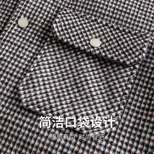 与狼共舞【鸭绒内胆+羊毛呢】冬季时尚千鸟格外套男士夹克 003中灰 175 