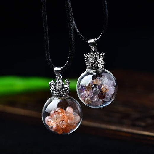 Peridot pendant for men, natural crystal gravel ornaments, blue turquoise aurora wishing bottle for men, peridot gravel style