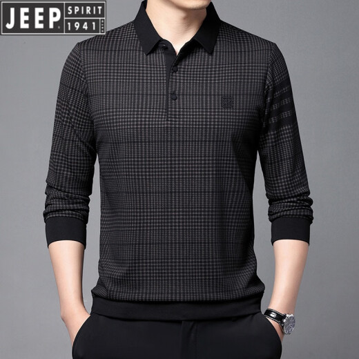 Jeep (Jeep) Base de polo de manga larga para hombres Spring y otoño NUEVA NUEVA INTERNACIONAL Camiseta de solapa de mediana edad Ropa pull-up 9926 Camisa de base de manga larga verde 3xl 185 Sugerencias 155-175Jin [Jin equivale a 0.5 kg]