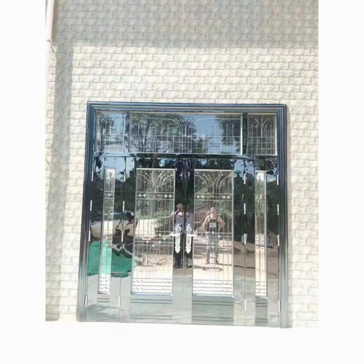 维诺亚304不锈钢门加厚可定制对开喷泉花不锈钢双开门四开子母进户门 860*2050内包内左()