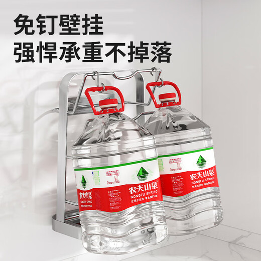 Jiabaili 304 stainless steel pot lid rack wall-mounted punch-free kitchen storage rack with water tray 304 steel double-layer countertop_suction cup foot pad