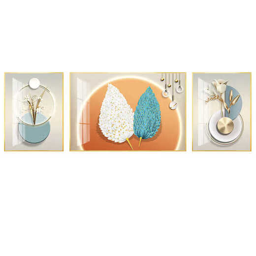 
Yaoshijia painting living room decoration painting modern simple light luxury sofa background wall high-end 2025 new crystal porcelain painting hanging painting mural JD15861 left and right 35*50 middle 70*50 hand-made diamond inlay painting aluminum alloy black frame