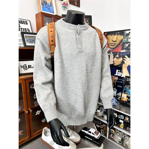 Lifeng Lei Jun's same style cleanfit Henry collar sweater men's winter lazy style bottoming sweater American jacket black upgraded style L (recommended 115-130Jin Jin equals 0.5 kg)
