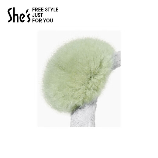 She s Akiko contrast color rex rabbit fur bear ear headband high-end pressure-sensitive hair headband hairpin birthday gift for girlfriend green D0