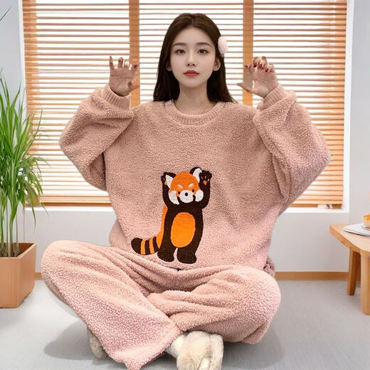 浪莎半边绒睡衣女款冬季加绒加厚珊瑚绒2025年新款家居服小个子女专属 YY[加厚保暖4872粉色 S [推荐80-100斤