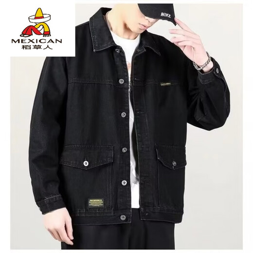 Scarecrow clearance and pick up bargains and wear-resistant casual work jacket tops for men in spring, summer, winter, retro denim jacket for men, big Y848 blue denim jacket 4XL [175-190Jin[Jin equals 0.5 kg]]