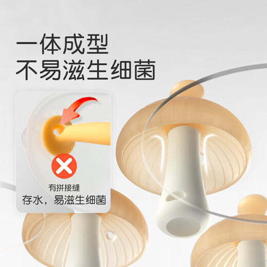 Shixi Little Mushroom Teether Baby Soothing Bite Chewable Oral Appetite Period 3-4-6 months and above baby anti-eating hand molar silicone stick Little Mushroom Teether Shixi Brown 1 pack