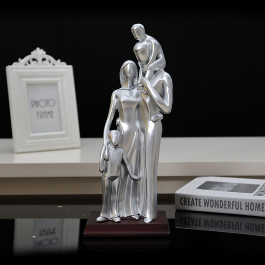 
Tenth anniversary wedding anniversary gift for family four ornaments for wife living room entrance home decoration 15934 silver + lettering provided + pregnancy (family three)