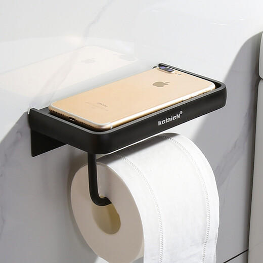 KelaieN bathroom tissue box toilet paper rack roll paper wall hanging toilet tissue holder hanger bathroom punch-free paper box silver rim (28033-punch-free dual-use)