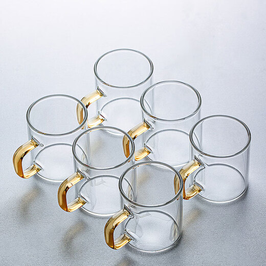 Su's ceramic glass cup tea cup juice cup small fresh water cup office home hanging ear tea cup 6 pack