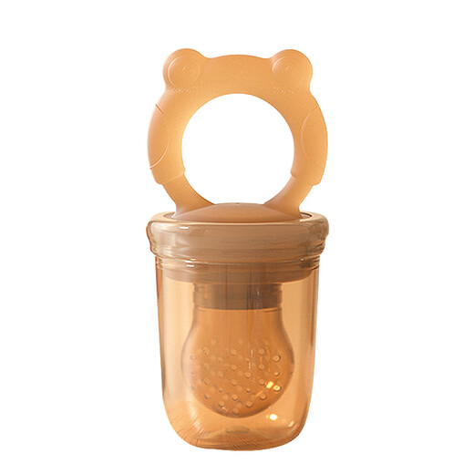 AIBO Bear Bite Fruit and Vegetable Bag Baby Eats Fruit Push-in Food Feeder Baby Bites and Plays Soothing Silicone Teether Bear with 2 Bite Bags S/L 1 Pack