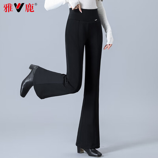 Yalu Down Pants Women's 2026 Winter New Style Outerwear Warm and Slim High Waist Straight Winter Thickened Stretch Flared Pants Black XL