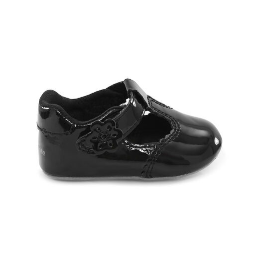 Stride rite baby shower soft sole toddler shoes, round toe Velcro, comfortable memory insole, black//white 2 Infant