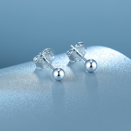 ZLF (ZLF) PT950 platinum earrings for women, platinum versatile glossy round bead earrings to support ears 1.27g