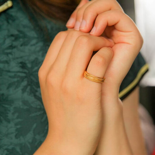 King of Yue's ancient gold filigree permanent gold pair ring couple ring for lover or girlfriend birthday gift 004581 19# gold weight 9.47 grams