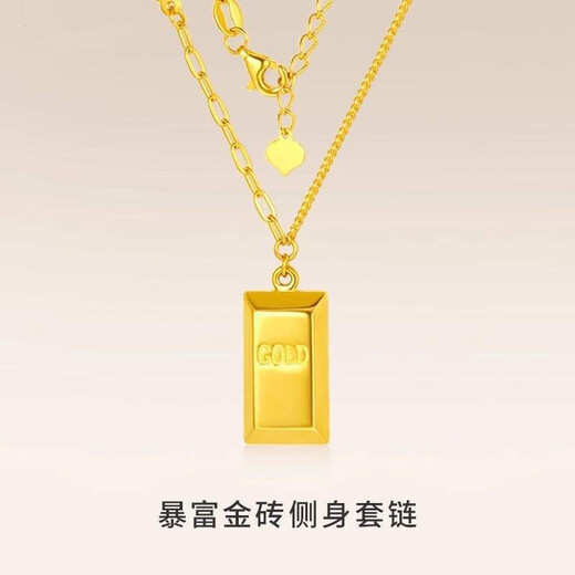 Vatican-made old Phoenix gold shop model gold-clad silver small gold brick pendant rich gold versatile necklace Valentine's Day gift for girlfriend