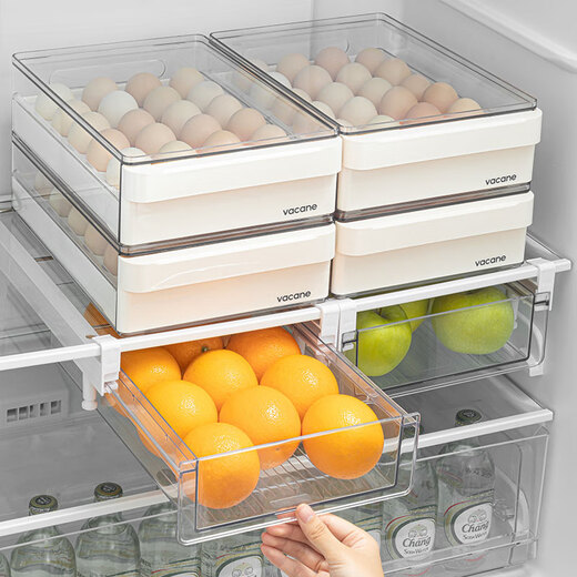 Home KATEI STORY Drawer-type egg storage box for refrigerator, special food-grade kitchen egg box holder, organization and preservation artifact, 2 layers can store 48 eggs