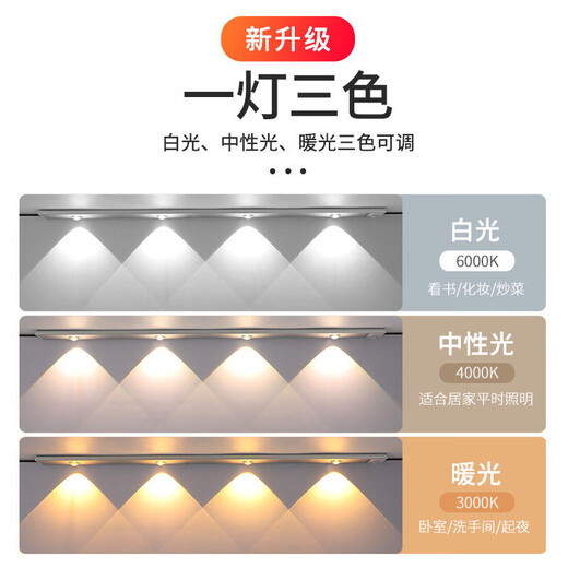 智特（ZT）人体感应灯带智能酒柜一灯三色玄关进门感应灯无线LED充电猫眼灯 100CM【常亮+人体感应+调光色】