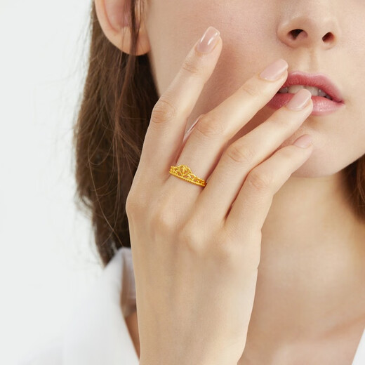 Chow Sang Sang Pure Gold Love Secret Crown Gold Ring Open Ring Gold Jewelry 90227R Priced at 2.91 grams (including NT$100 labor fee)