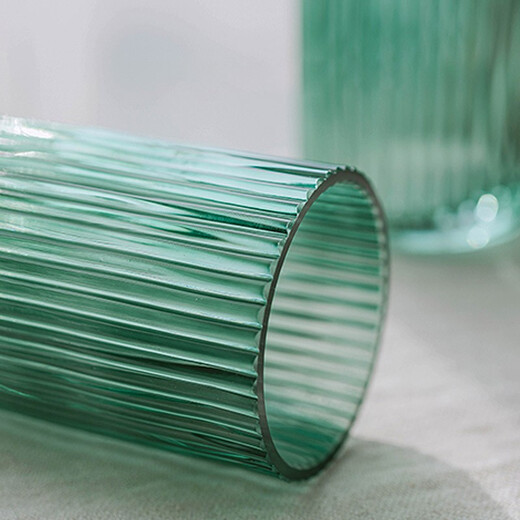 Shengshi Taibao glass vase transparent Roman column style large vase living room hotel light luxury decorative ornaments dark night green 25cm